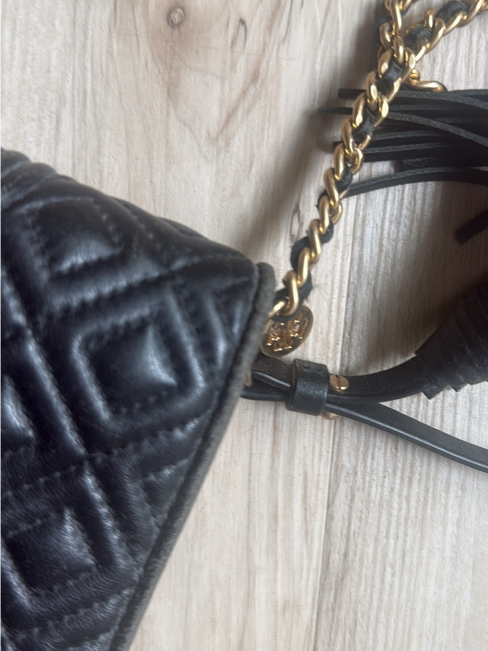 Tory Burch Black Quilted Leather Crossbody with Gold Chain - Picture 2 of 6